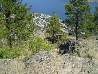 Looking north east down at part of Peachland, Pincushion Mtn 2011-08. 